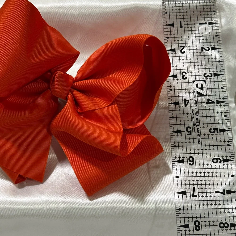 Kids Orange XLarge Hair Bow - Classic Grosgrain Bow- bundle & save on shipping